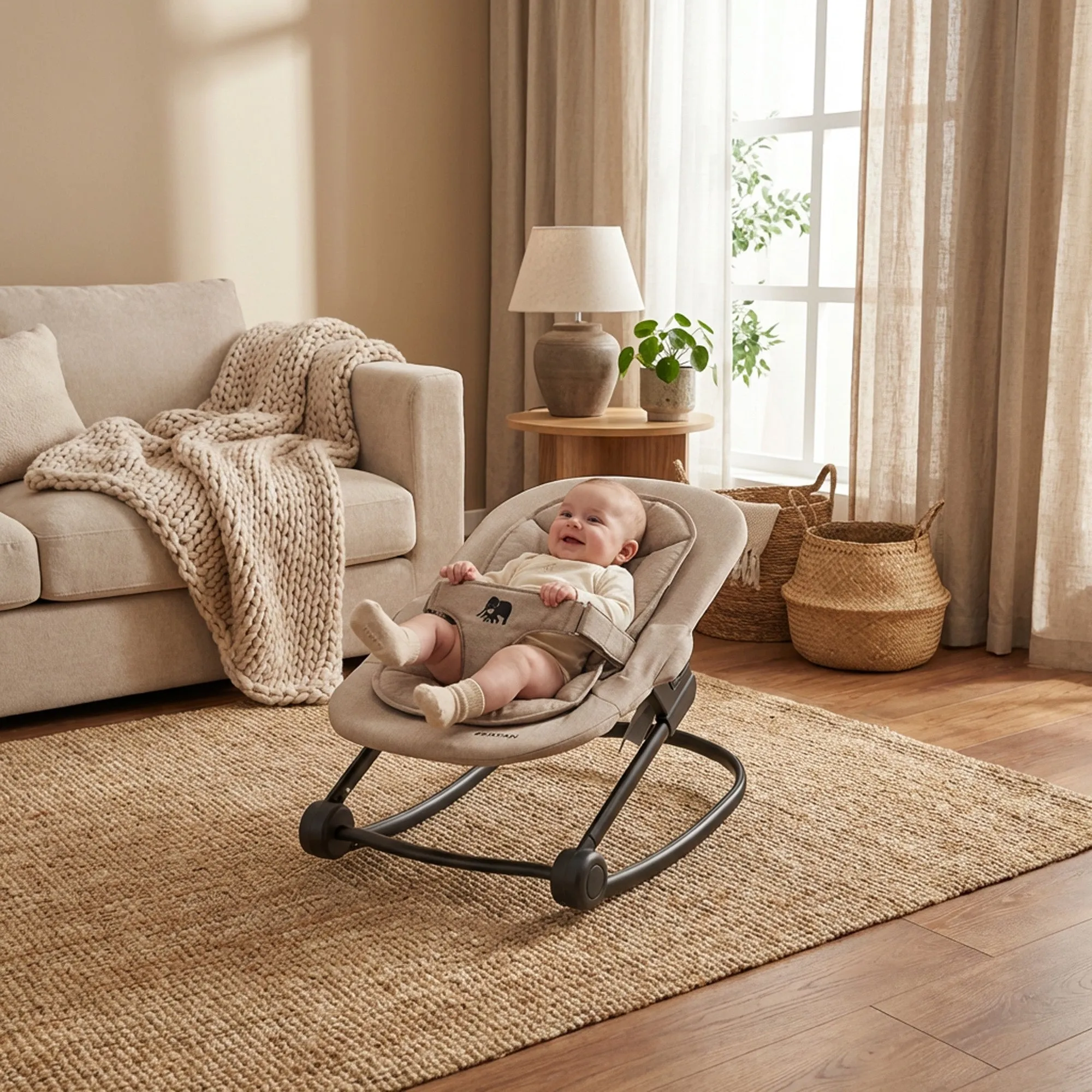 DERYAN Luxe Kinderstoel met Bouncer - Zwart/Nougat - Image 19