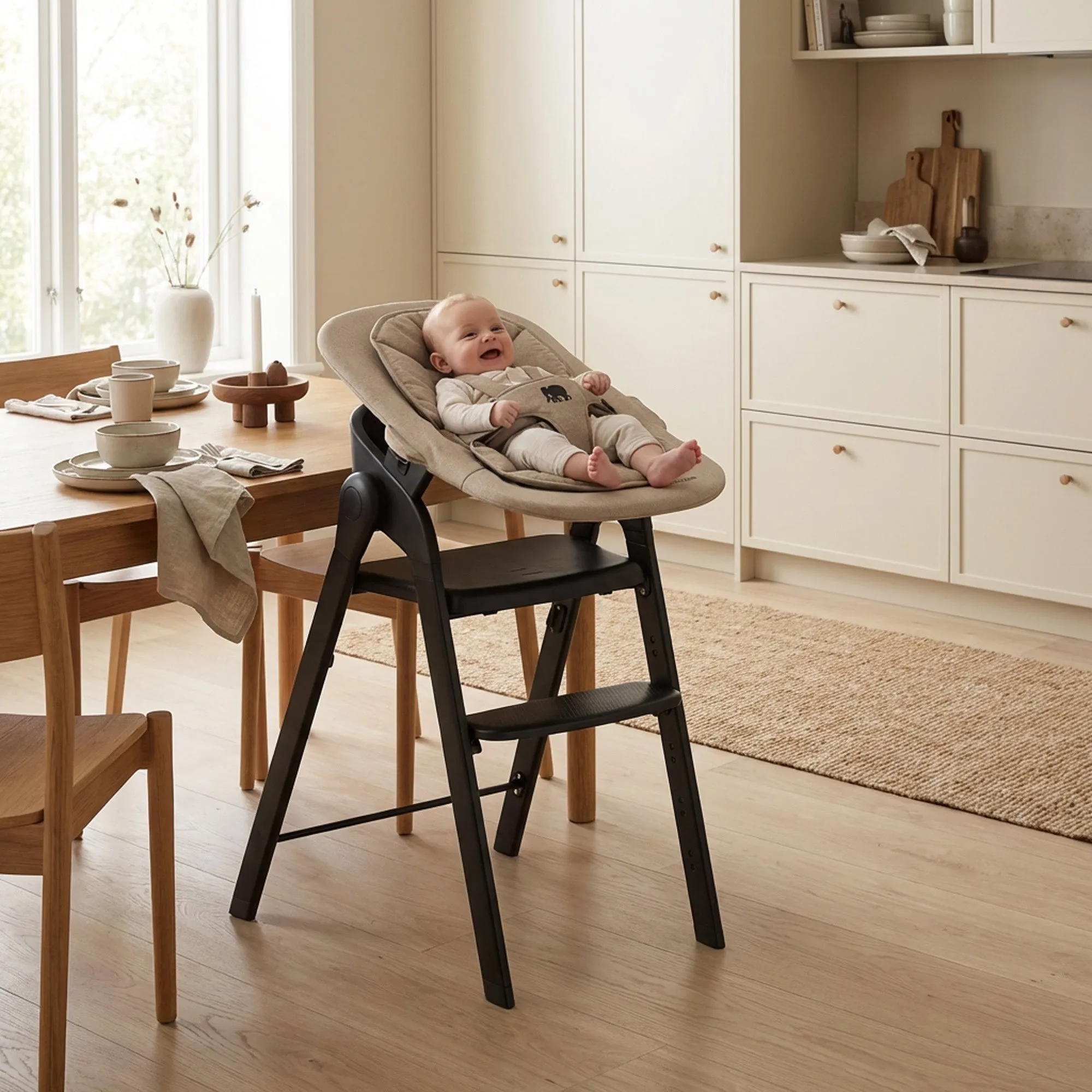DERYAN Luxe Kinderstoel met Bouncer - Zwart/Nougat - Image 2
