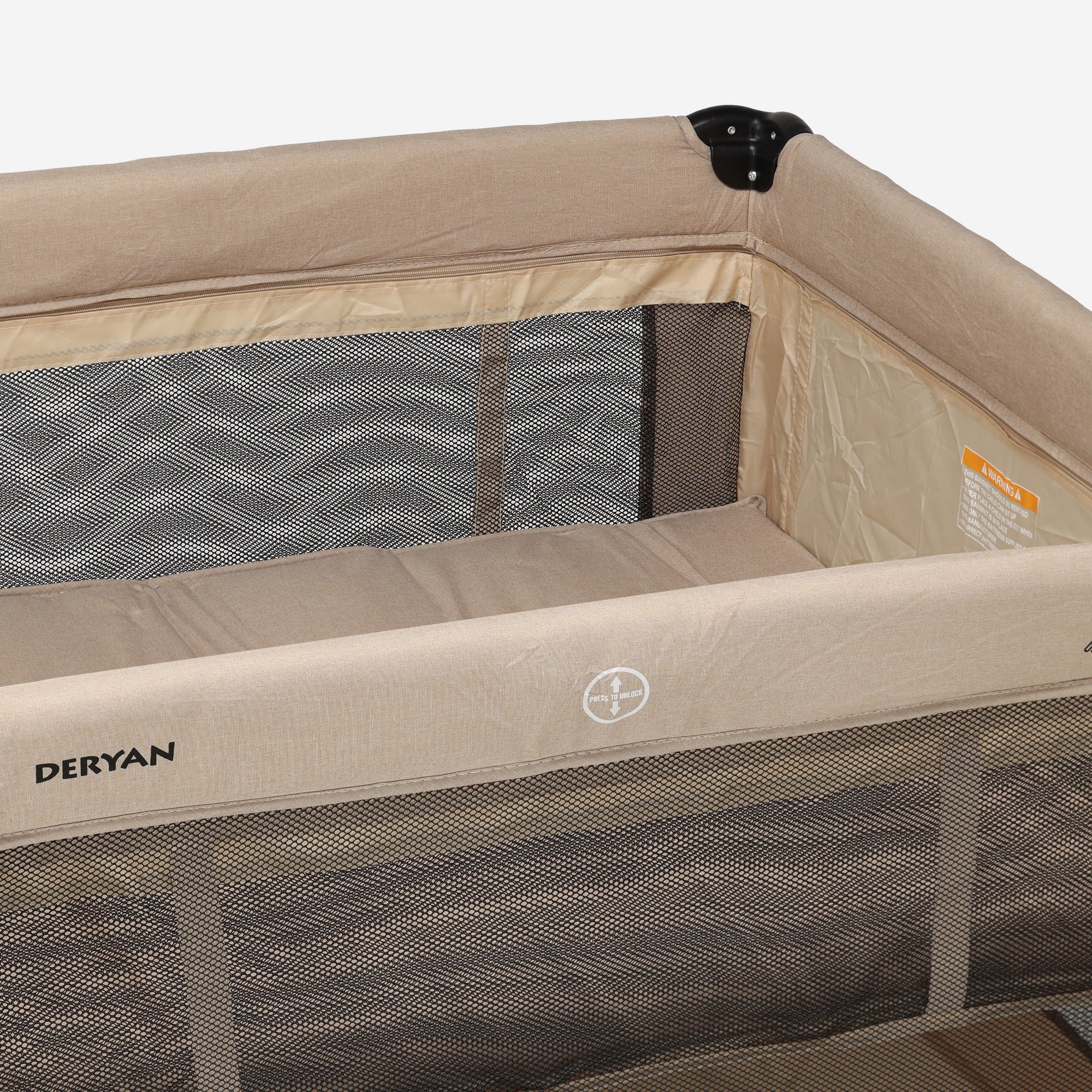 Inklapbare Kinderbox 100x100 cm - Met Verschoonblad - Nougat - Image 6